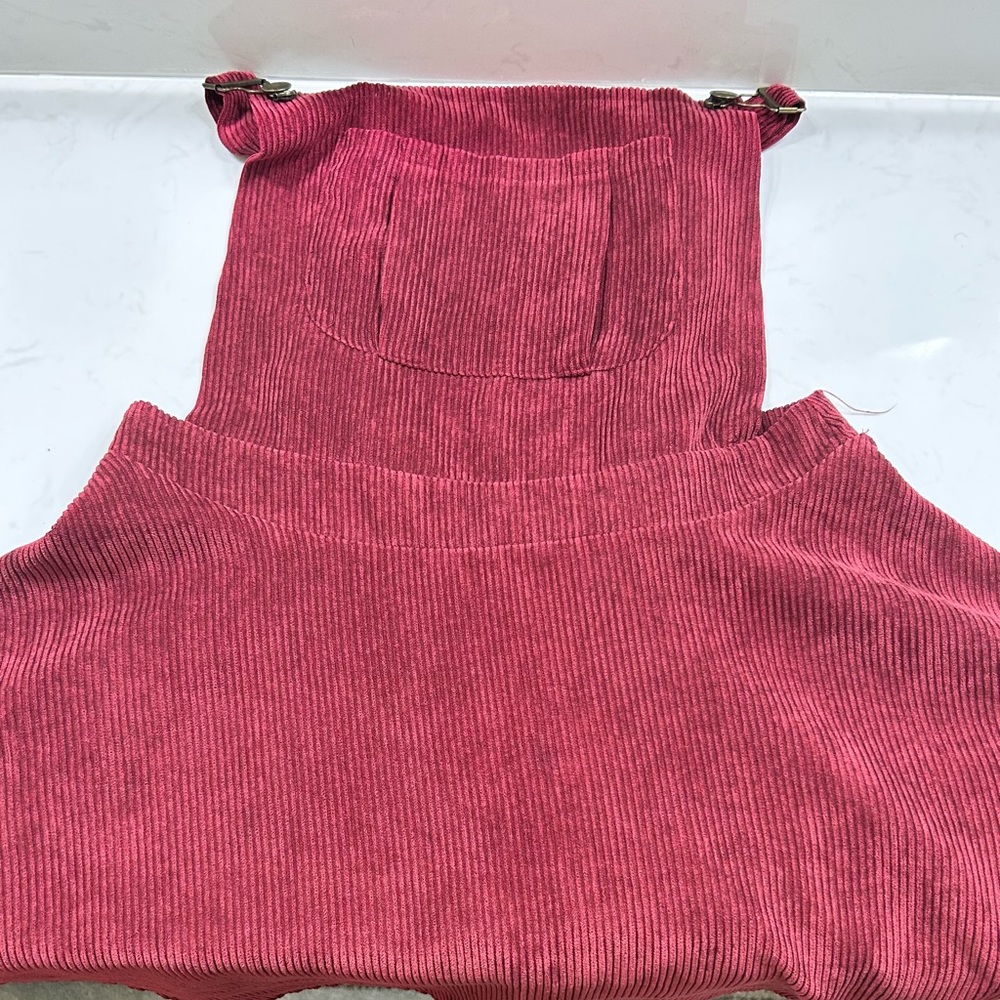 Overall corduroy pleated skirt